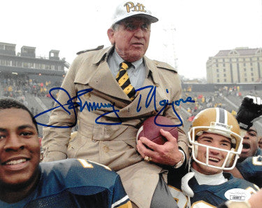 Johnny Majors Autographed Pittsburgh Panthers Vintage Color 8x10 Photo- JSA (1996 Final Season Carry Off)-Powers Sports Memorabilia