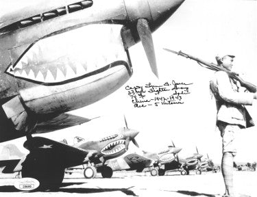 Lynn Jones Autographed WWII "Flying Tigers" 8x10 Photo 23rd Fighter Group 74th Squadron China- JSA #JJ96490 (P-40 Warhawk Ace Pilot)-Powers Sports Memorabilia