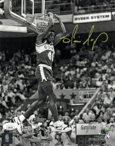 Shawn Kemp Autographed Seattle SuperSonics NBA B&W 8X10 Photo- JSA (1990 All-Star Game Gatorade Slam Dunk Contest)-Powers Sports Memorabilia