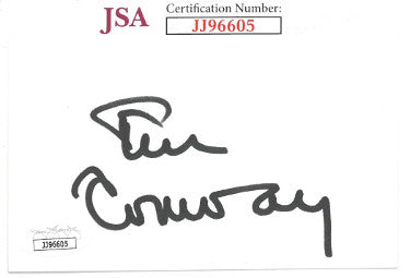 Tim Conway Autographed 3x5 Index Card?Çô JSA #JJ96605 (McHale's Navy/Carol Burnett Show/Dorf)-Powers Sports Memorabilia