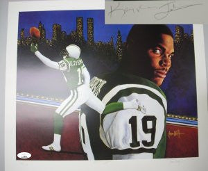 Keyshawn Johnson Autographed New York Jets 20x20 Leon Wolf Lithograph - LTD. Edition 319- JSA-Powers Sports Memorabilia