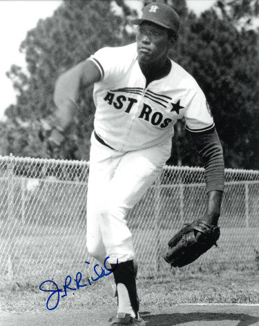 JR Richard Autographed Houston Astros B&W 8x10 Photo - COA-Powers Sports Memorabilia
