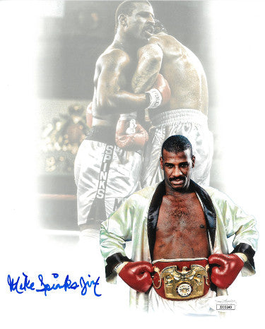 Michael Spinks Autographed Boxing Collage 8x10 Photo Jinx- imperfect- JSA-Powers Sports Memorabilia
