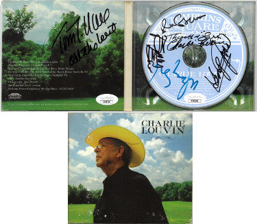 Charlie Louvin/George Jones/Elvis Costello/Bobby Bare/Tom T. Hall/Marty Stewart 2007 Charlie Louvin Album CD/Cover 6 sigs- JSA-Powers Sports Memorabilia