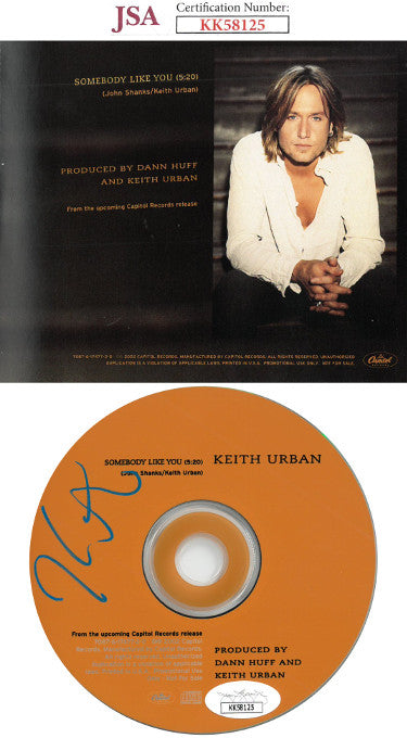 Keith Urban Autographed 2002 Somebody Like You Single CD w/Back Cover w/ Case- JSA #KK58125-Powers Sports Memorabilia