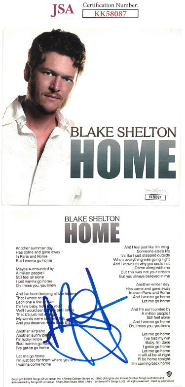 Blake Shelton Autographed 2005 Home Single CD Cover w/ Case (No CD)- JSA #KK58087 (The Voice)-Powers Sports Memorabilia