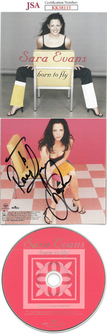Sara Evans Autographed 2000 Born To Fly Album Back Cover w/ CD & Case To Ronnie- JSA #KK58115-Powers Sports Memorabilia