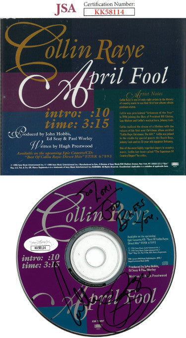 Collin Raye Autographed 1996 April Fool Album CD w/Back Cover w/ Case To Lori God Bless- JSA #KK58114-Powers Sports Memorabilia