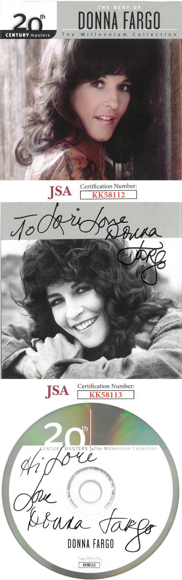 Donna Fargo Autographed 2002 The Best of Donna Fargo Album CD & Back Cover To Lori - JSA #KK58112 & #KK58113 (2 sigs)-Powers Sports Memorabilia