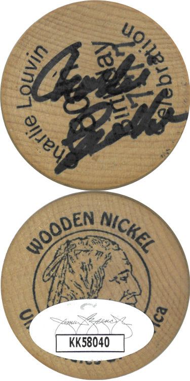 Charlie Louvin Autographed 2007 80th Birthday Celebration Wooden Nickel 1.5" Promo Coin- JSA #KK58040-Powers Sports Memorabilia