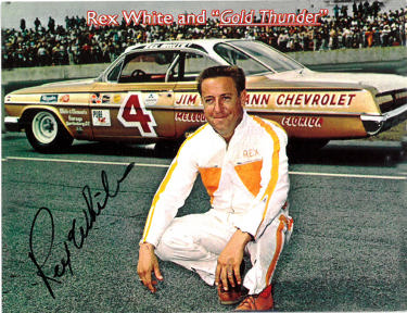 Rex White Autographed NASCAR Gold Thunder 4.25x5.5 Career Stats Photo Card- JSA #KK58048-Powers Sports Memorabilia