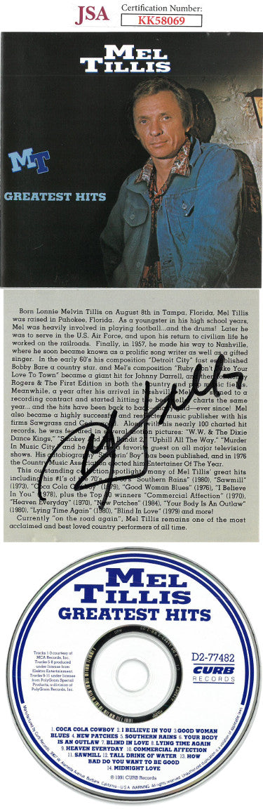 Mel Tillis Autographed 1991 Greatest Hits Album Back Cover w/ CD & Case- JSA #KK58069-Powers Sports Memorabilia