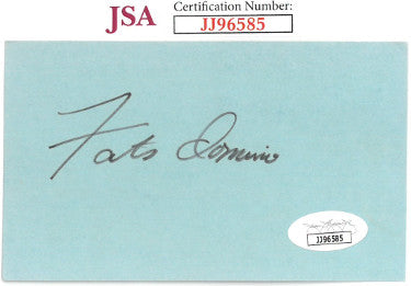 Antoine "Fats" Domino Autographed 3x5 Blue Index Card- JSA #JJ96585 (Singer/Songwriter)-Powers Sports Memorabilia