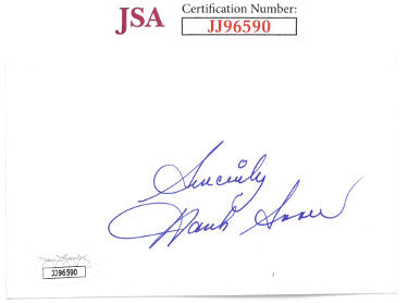 Hank Snow Autographed 3x5 Index Card Sincerely- JSA #JJ96590 (Country Music)-Powers Sports Memorabilia