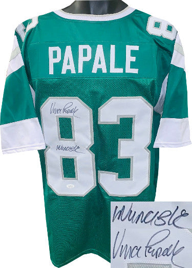 Vince Papale Autographed Green TB Custom Stitched Pro Style Football Jersey Invincible XL- JSA Witnessed-Powers Sports Memorabilia