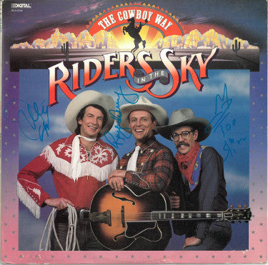 Riders In The Sky Autographed 1987 The Cowboy Way Album Cover/LP/Vinyl/Record- JSA- Ranger Doug/Too Slim/Joey the Cow Polka King-Powers Sports Memorabilia