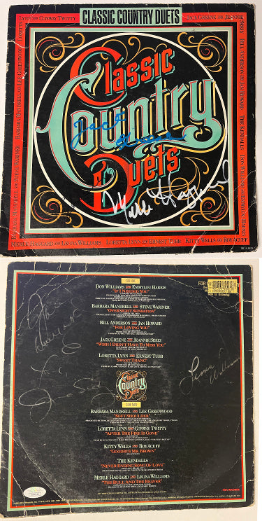 Merle Haggard/Jack Greene/Jeannie Seely/Leona Williams/Jan Howard Autographed 1985 Classic Country Duets Album Cover/LP/Vinyl- JSA-Powers Sports Memorabilia