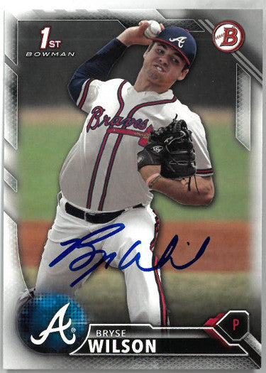 Bryse Wilson Autographed 2016 Topps Bowman 1st Card Atlanta Braves Rookie Trading Card (RC) #BD-111-Powers Sports Memorabilia