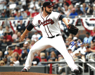 Bryse Wilson Autographed Atlanta Braves 8x10 Photo (white jersey)-Powers Sports Memorabilia