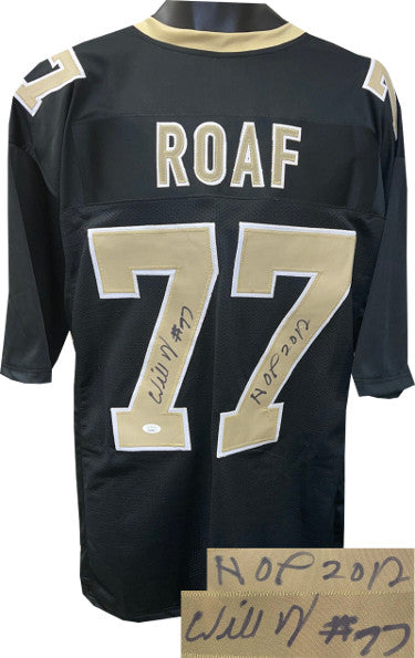 Willie Roaf Autographed Black Custom Stitched Pro Style Football Jersey XL #77 HOF 2012- JSA Witnessed-Powers Sports Memorabilia