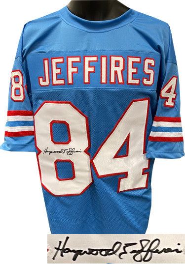 Haywood Jeffires Autographed Blue TB Custom Stitched Pro Style Football Jersey XL-Powers Sports Memorabilia