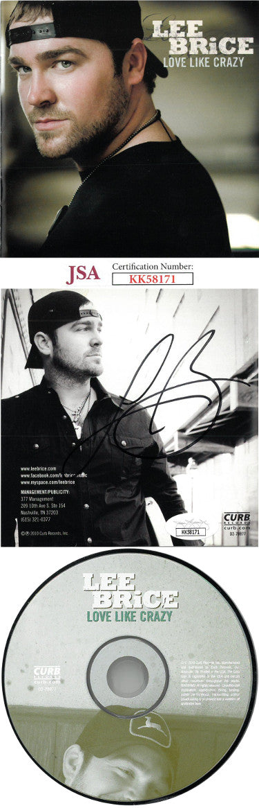 Lee Brice Autographed 2010 Love Like Crazy Album Inside Cover & CD w/ Case- JSA #KK5871-Powers Sports Memorabilia