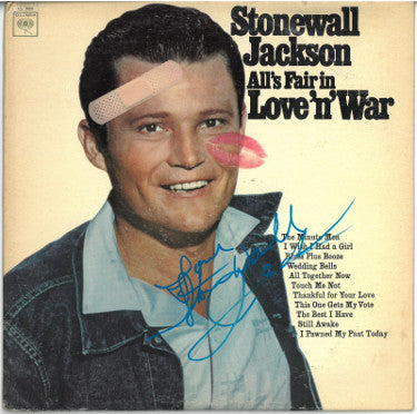 Stonewall Jackson Autographed 1966 All's Fair in Love 'n' War Album Cover/LP/Vinyl Record Love- JSA #JJ96566-Powers Sports Memorabilia