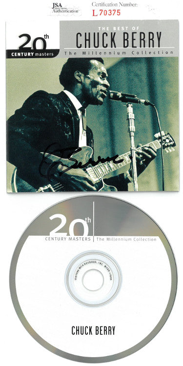 Chuck Berry Autographed 1999 The Best of Chuck Berry Album Cover w/ CD & Case- JSA #L70375 (The Mellennium Collection)-Powers Sports Memorabilia