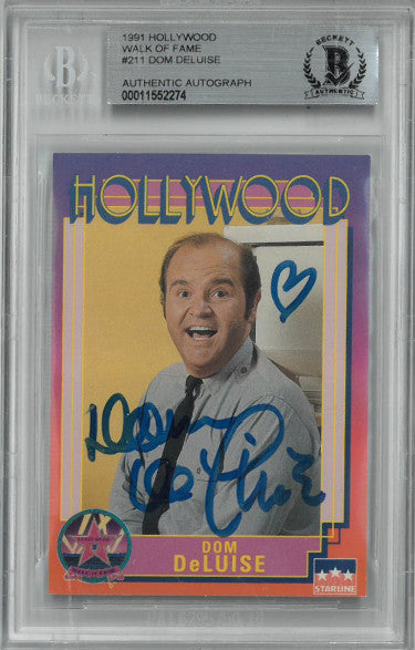 Dom DeLuise Autographed 1991 Hollywood Walk of Fame Trading Card #211- Beckett Encapsulation #00011552274-Powers Sports Memorabilia