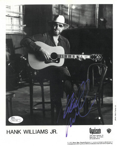 Hank Williams, Jr. Autographed Warner Bros/Capricorn Records B&W 8X10 Photo- JSA #R51141-Powers Sports Memorabilia