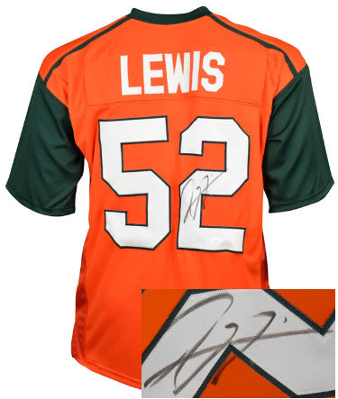 Ray Lewis Autographed Miami Orange Custom Stitched College Football Jersey XL- JSA Witnessed-Powers Sports Memorabilia