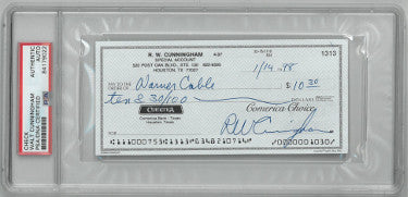 Walt/RW Cunningham Autographed Personal Check #1313- PSA Encapsulated #84179022 (Apollo/Astronaut)-Powers Sports Memorabilia
