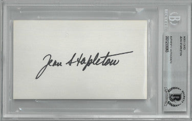 Jean Stapleton Autographed 3x5 Index Card- Beckett/BAS Encapsulated (Edith Bunker/All In the Family)-Powers Sports Memorabilia