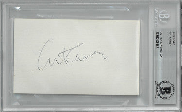 Art Carney Autographed 3x5 Index Card- Beckett/BAS Encapsulated (The Honeymooners/Harry and Tonto/Academy Awards)-Powers Sports Memorabilia