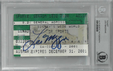 Leo Mazzone Autographed 2001 Disney's Wild World of Sports Ticket Stub- BAS/Beckett Encapsulated (Atlanta Braves/Baltimore Orioles)-Powers Sports Memorabilia