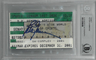 Peter Gammons Autographed 2001 Disney's Wild World of Sports Ticket Stub- BAS/Beckett Encapsulated (Baseball sportswriter/ESPN)-Powers Sports Memorabilia