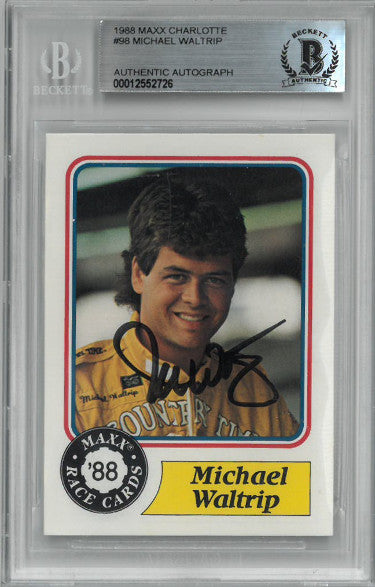 Michael Waltrip Autographed 1988 Maxx/Charlotte NASCAR Racing Rookie RC Trading Card #98?Çô BAS/Beckett #00012552726-Powers Sports Memorabilia