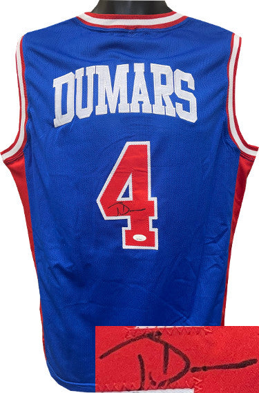 Joe Dumars Autographed Detroit Blue Custom Stitched Basketball Jersey XL- JSA Witnessed-Powers Sports Memorabilia
