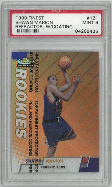 Shawn Marion 1999-00 Topps Finest Refractor/Coating Rookie Card (RC) #121- PSA Graded 9 Mint (Phoenix Suns)-Powers Sports Memorabilia