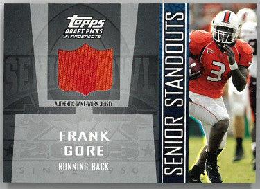 Frank Gore 2005 Topps Draft Picks & Prospects Senior Standouts Game Worn Jersey #SS-FG (Miami Hurricanes)-Powers Sports Memorabilia