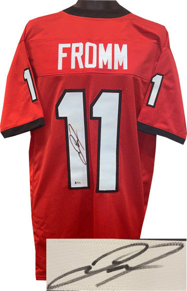 Jake Fromm Autographed Georgia Red Custom Stitched College Football Jersey XL- Beckett/BAS-Powers Sports Memorabilia