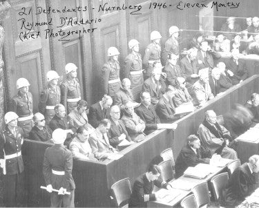 Raymond D'Addario Autographed 1946 WWll Nuremberg Trials B&W 8x10 photo?Çô PSA #AD38857- Chief Photographer Military Tribunal RARE-Powers Sports Memorabilia