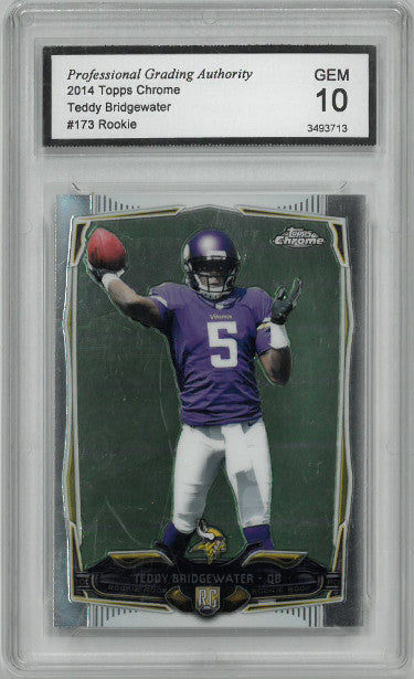 Teddy Bridgewater 2014 Topps Chrome Rookie Card (RC) #173- PGA Graded Gem 10 (Minnesota Vikings)-Powers Sports Memorabilia