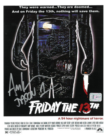 Ari Lehman Autographed Friday the 13th Poster Jason Voorhees 8x10 Photo w/ Jason 1- Lehman Hologram-Powers Sports Memorabilia