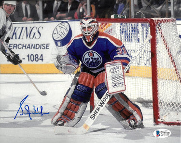 Grant Fuhr Autographed Edmonton Oilers 8x10 Photo #31- Beckett Witnessed-Powers Sports Memorabilia