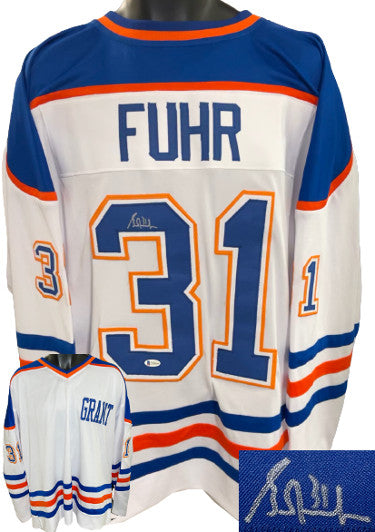 Grant Fuhr Autographed Edmondton TB Custom Stitched Pro Hockey Jersey #31 XL- Beckett Witnessed-Powers Sports Memorabilia