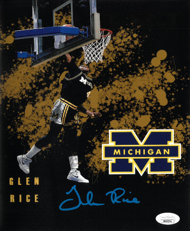 Glen Rice Autographed Michigan Wolverines 8x10 Photo- JSA Authenticated (National Champs)-Powers Sports Memorabilia