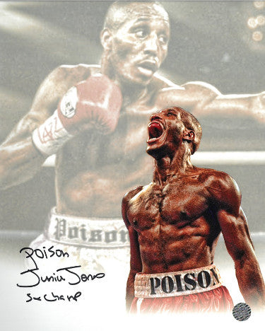 Poison Junior Jones Autographed Boxing Collage 8x10 Photo Poison/5X Champ- AWM Hologram-Powers Sports Memorabilia