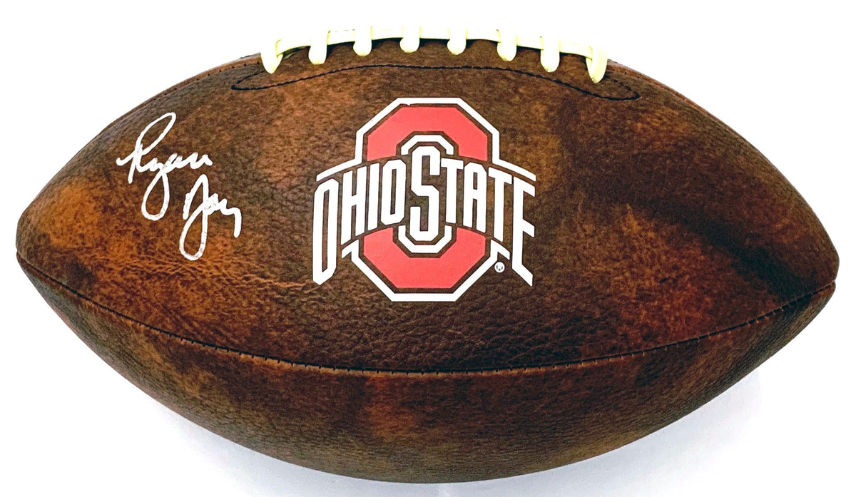 Ryan Day Autographed Ohio State Buckeyes Vintage Logo Football Beckett Witnessed-Powers Sports Memorabilia