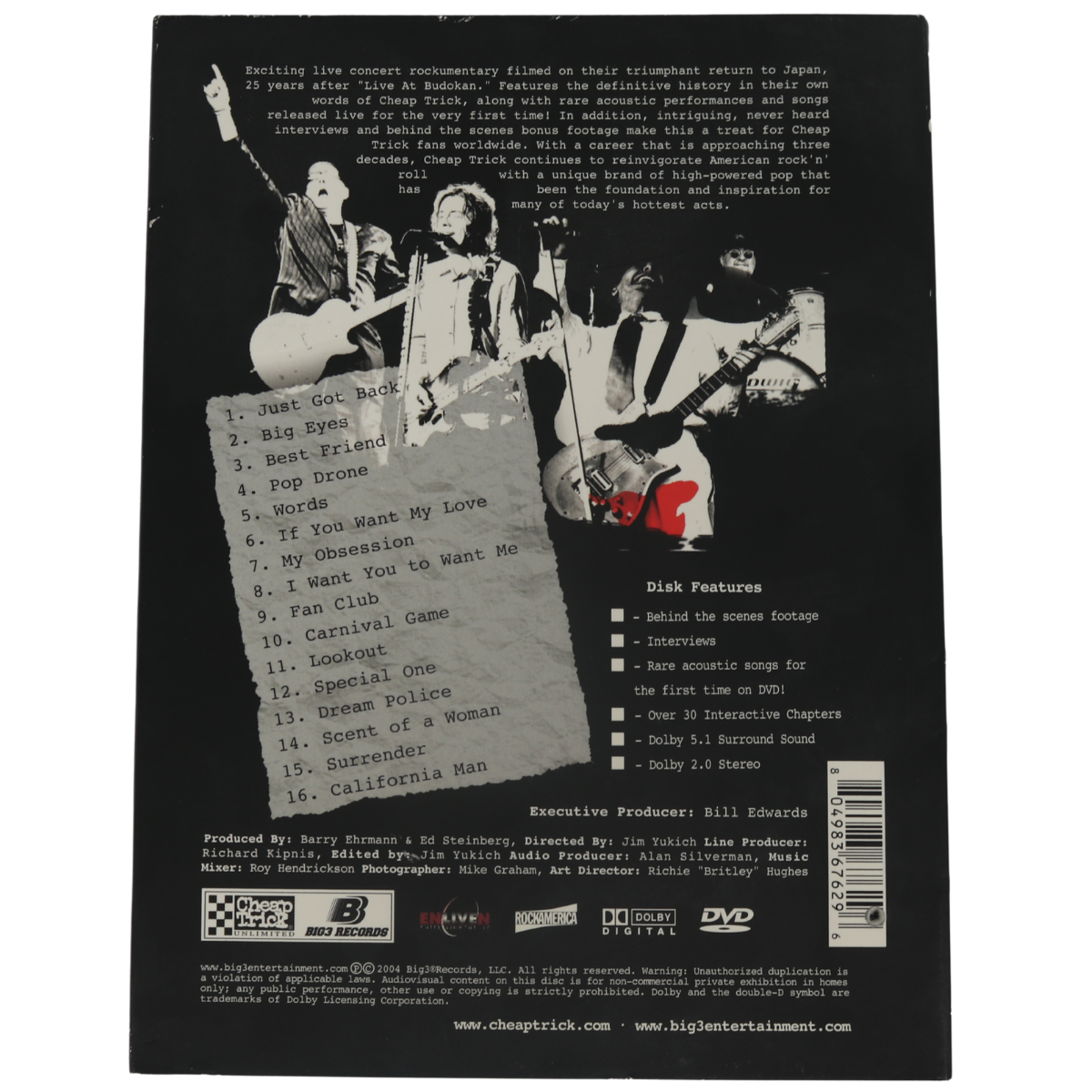 Cheap Trick Signed Live In Tokyo DVD-Powers Sports Memorabilia